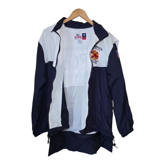 Game Sportswear Glenwood H&L Co Fire Dept Windbreaker Jacket Navy White Medium - Picture 2 of 13